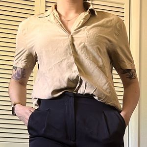 Vintage Saks Fifth Avenue Silk Short Sleeve Button Down